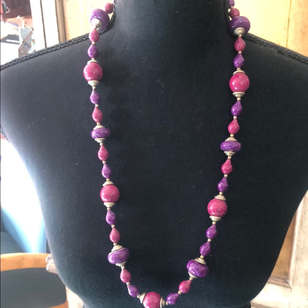 Elegant Pink and Purple Beaded Necklace